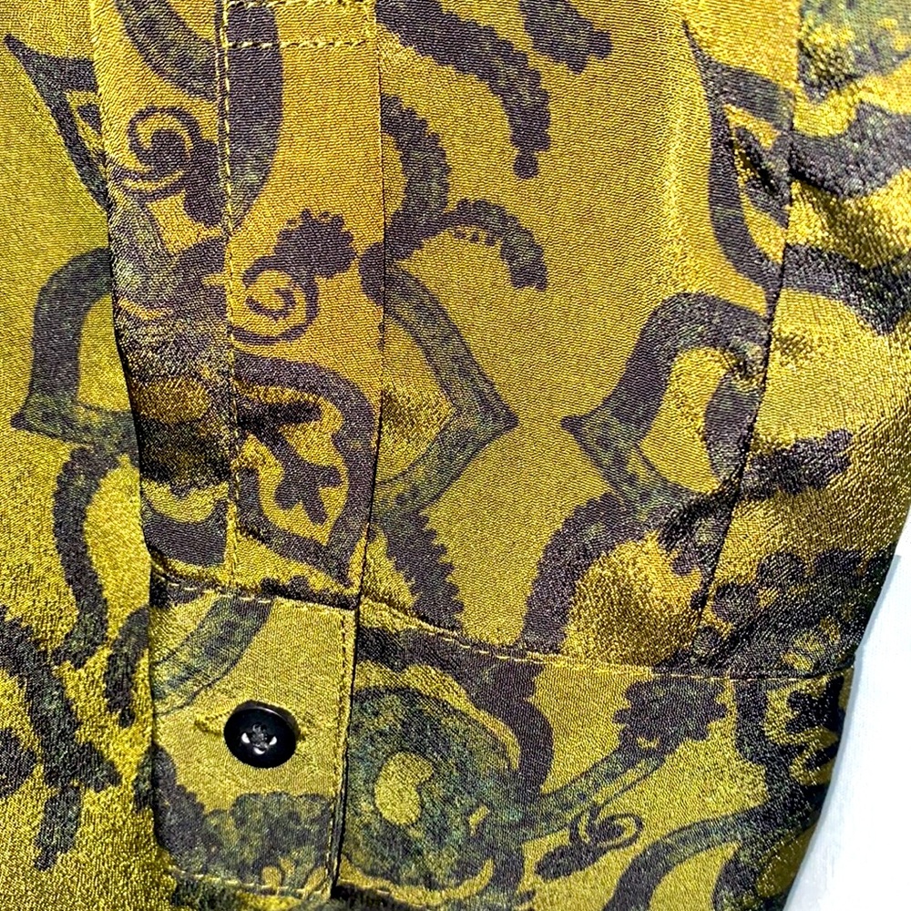 Jack Polyester Olive/Black Button-Down Bls. Sz S - image 4